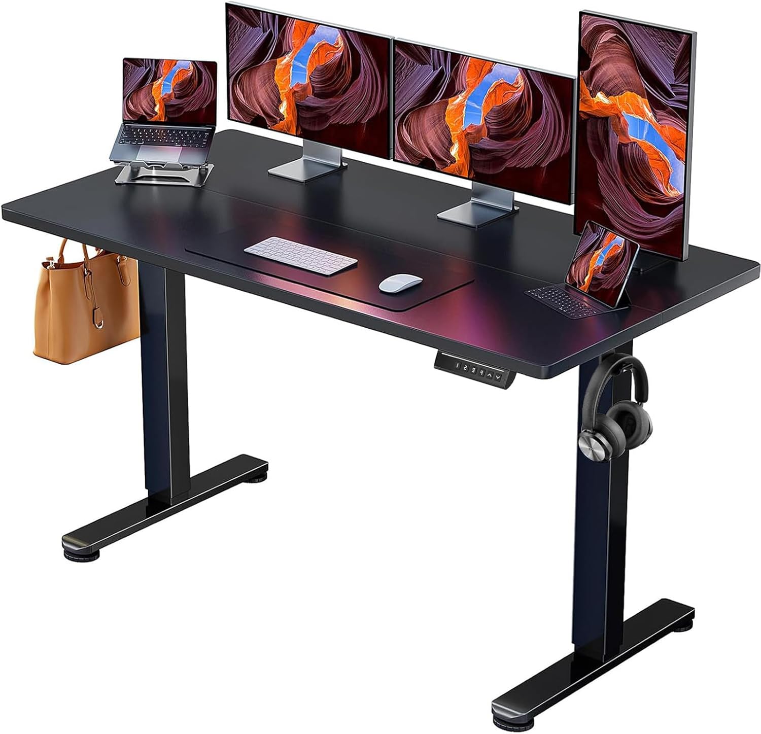 ErGear Height Adjustable Electric Standing Desk, 55 x 28 Inches Sit Stand up Desk, Memory Computer Home Office Desk, Black