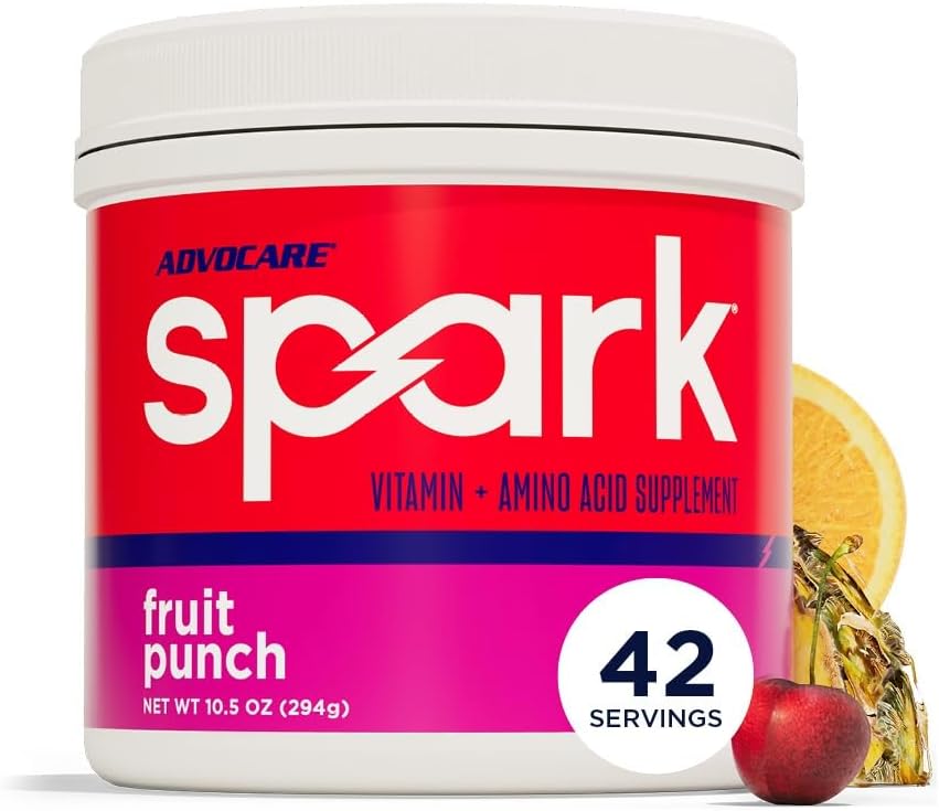 AdvoCare Spark - Energy Drink Mix - Vitamin & Amino Acid Supplement - Supports Energy & Focus - Portable Immune Support - Sugar-Free - Fruit Punch (10.5 oz)