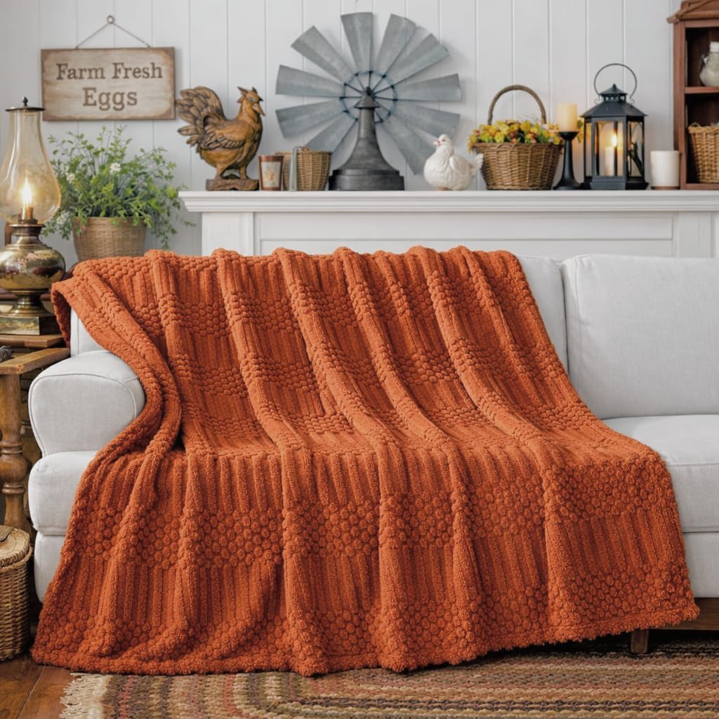 Aesthetic Rust Fleece Throw: Soft, Fluffy & Cozy. Perfect All-Season Fall Decor. - Image 2