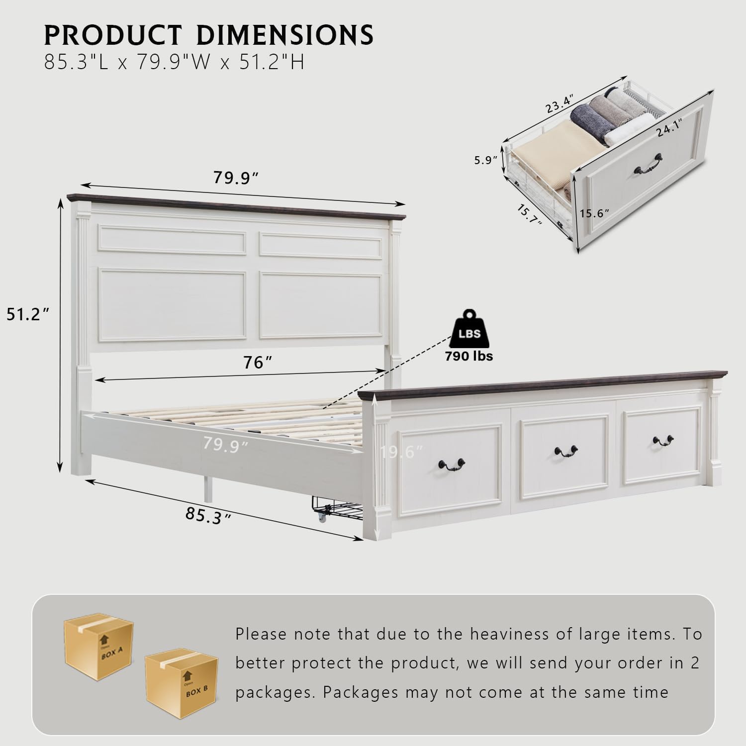 Aitjunz King Platform Bed Review: White, Tall HB, Roman FB, 3 Storage, No Box Spring. - Image 2