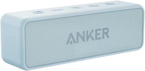 Anker soundcore 2 Portable Bluetooth Speaker, Stereo Sound, IPX7 | BassUp, 24H Playtime, Bluetooth 5, Wireless Speaker for Home, Outdoors, Travel-Baby Blue
