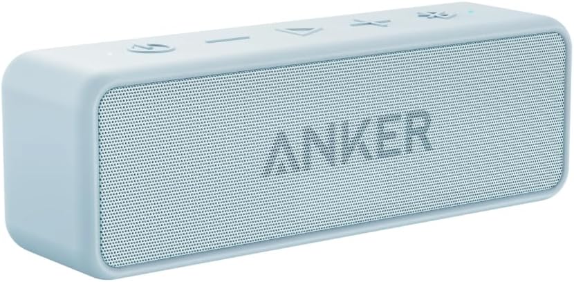 Anker soundcore 2 Portable Bluetooth Speaker, Stereo Sound, IPX7 | BassUp, 24H Playtime, Bluetooth 5, Wireless Speaker for Home, Outdoors, Travel-Baby Blue