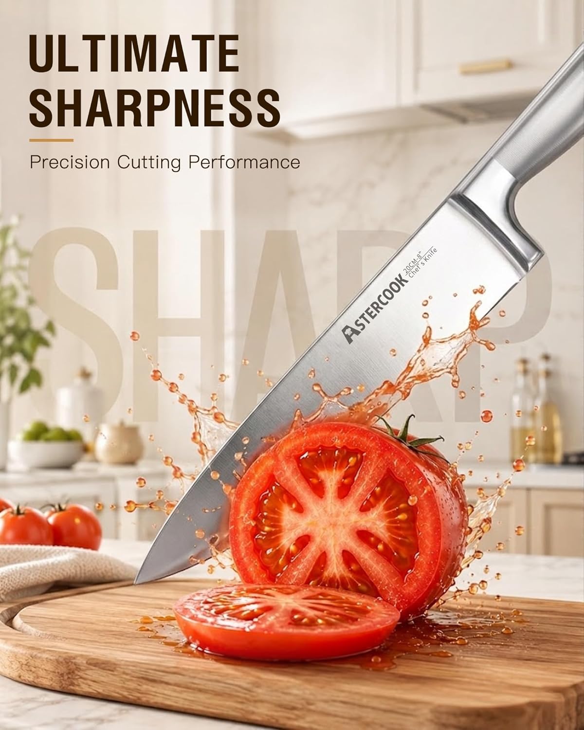 Astercook 15-Pc German Steel Knife Set Review: Sharp, Rust-Resistant w/ Block & Sharpener - Image 2