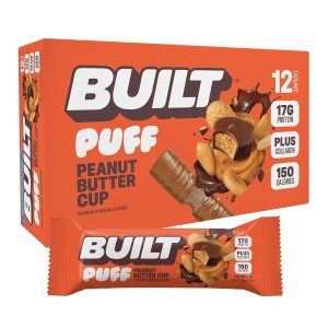 Shop Kitchen Tools & Home Decor BUILT Puff Protein Bars, Peanut Butter Cup, 17g Protein - 12 Count | Protein Snack Bar with Collagen, Calorie Conscious, Gluten Free