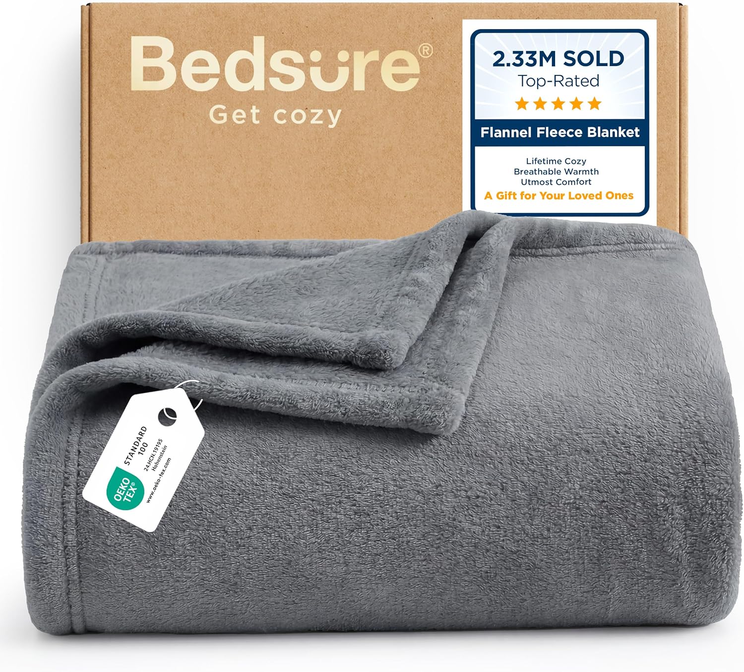 Bedsure Soft Fleece Throw Blanket for Couch Grey - Lightweight Fuzzy Cozy Halloween Decorations Blankets and Throws for Sofa, Couch, Travel, Camping, 50x60 inches