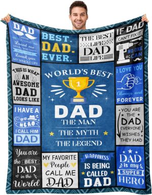 Dads Birthday Gifts from Daughter Son - Best Dad Ever Blanket 50"x60" | Soft Cozy Keepsake Blanket, Thoughtful Gift for Birthday Christmas, Valentine's Day, Father's Day and More