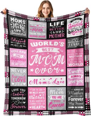Mom Birthday Gifts from Daughter, Best Mom Ever Blanket 50"x60" | Soft Cozy Keepsake for Christmas, Valentine's Day, Mother's Day and More