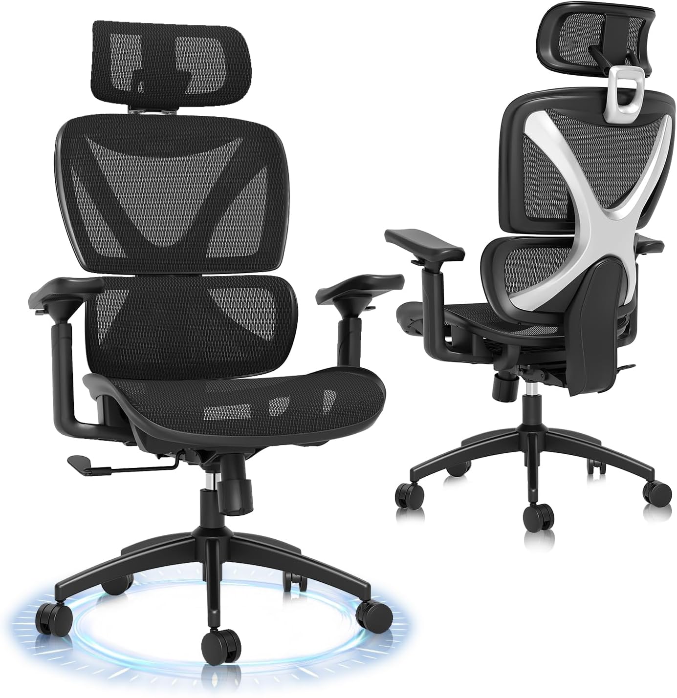 Ergonomic Office Chair, Big and Tall Mesh Chair with Lumbar Support, 3D armrest - 215° Rotation, Adjustable Headrest & Soft Seat, Durable Computer Chair 350LBS for Work Gaming