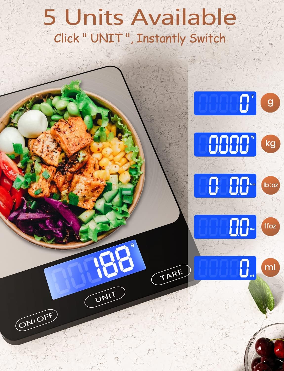 Black 33lb Digital Kitchen Scale Review: Rechargeable Stainless Steel Food Scale - Image 2