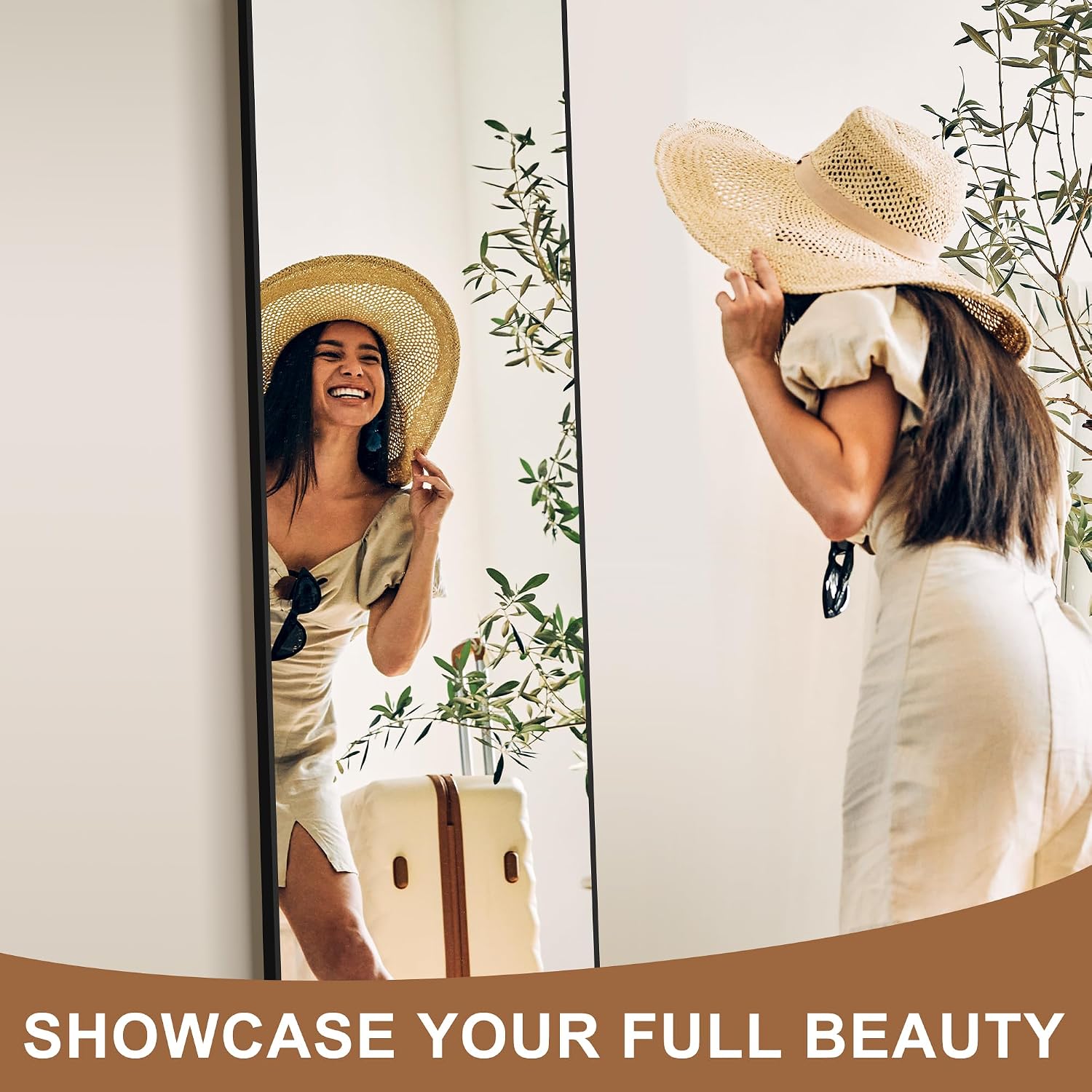 Black Arched Full Length Mirror. Free-standing/Wall Mount. HD Aluminium Frame. - Image 2