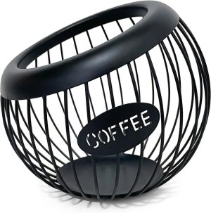 AIYICIII Coffee Pod Holder,K Cup Holders for Counter,Coffee Bar Accessories & Decor,Large Capacity Keurig K-cup Organizer, Nespresso Vertuo Station Organizer,Metal Pods Storage (Black)