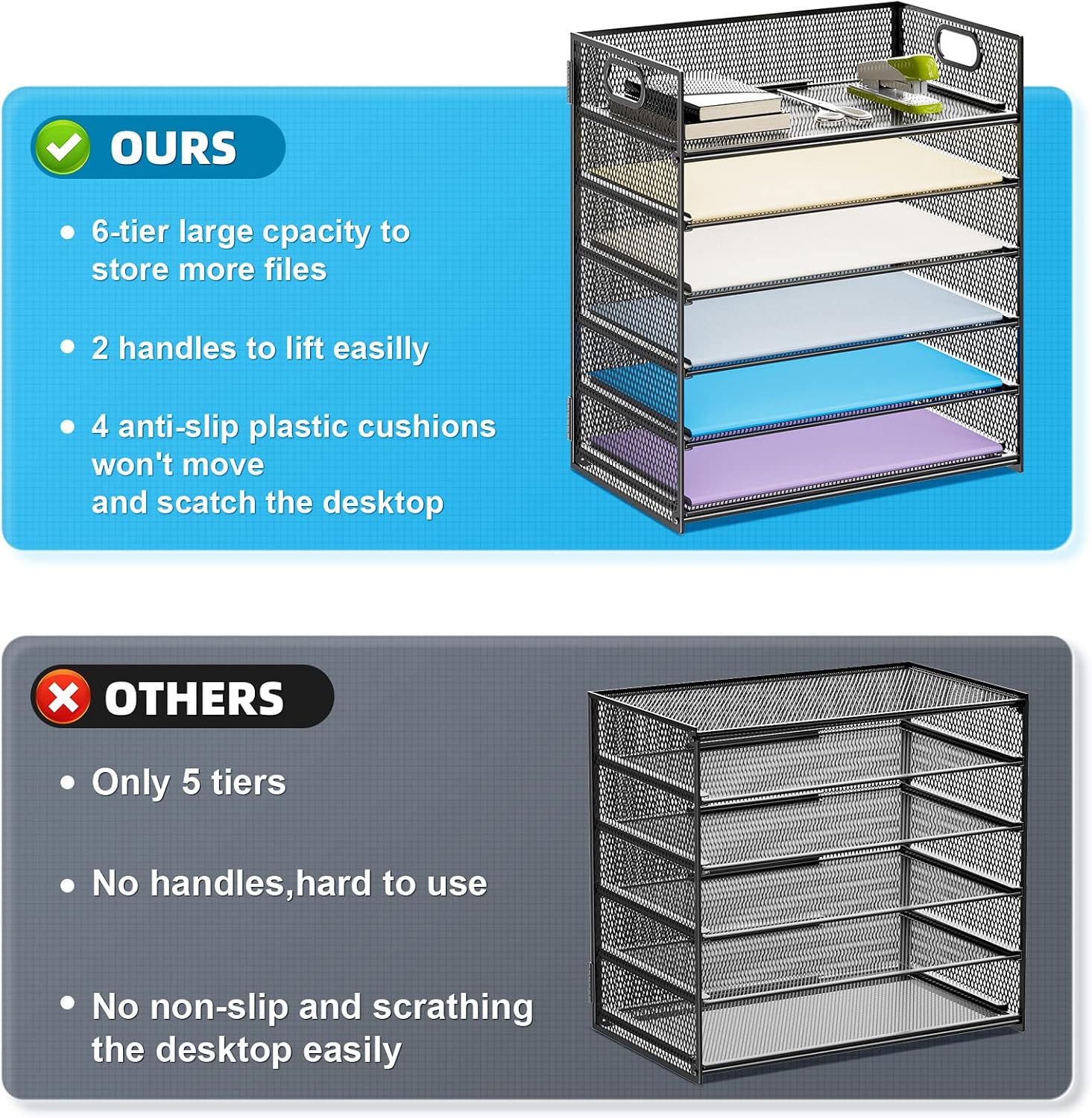 black mesh 6 tier desk file paper organizer tray with handle review.jpg