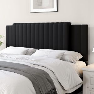 Upholstered Tufted Velvet Headboard, 3 in 1 Headboard for Full/Queen/King Size Bed, Height & Width Adjustable Head Board, Attach Frame, Study & Comfortable, Ideal for Bedroom, Dorm, Guest Room, Black