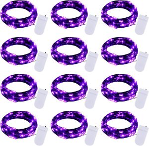 Brightown 12 Pack Purple Fairy Lights Battery Operated for Halloween Decor