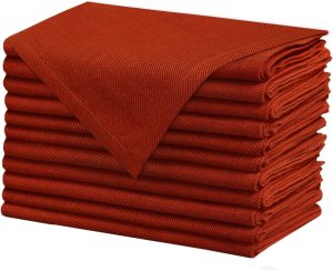 COTTON CRAFT Thanksgiving Cloth Napkins - Set of 12 Soft 100% Cotton Napkin | Terracotta 17x17 inch Washable Reusable Napkins - Everyday Dinner Napkins - Fall Halloween Xmas Holiday Party Table Napkin
