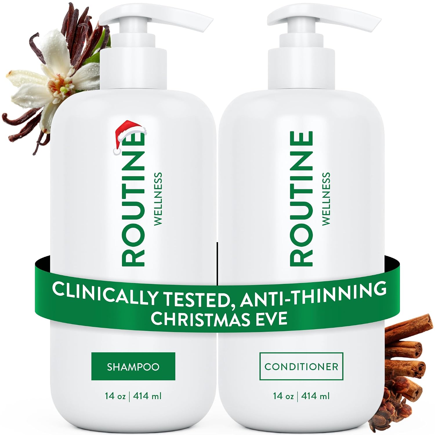 Routine Wellness Anti-Thinning Shampoo & Conditioner - Christmas in July | Clinically tested shampoo for thinning hair with biotin, pea peptides, saw palmetto oil, color safe, sulfate free