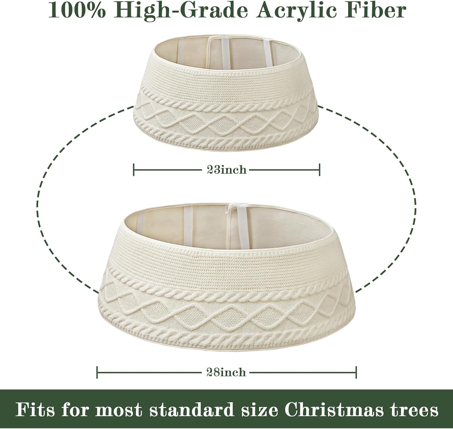Chunky Cream Knitted Tree Collar: Farmhouse Rustic Cable Knit Diamond Edge - Image 2