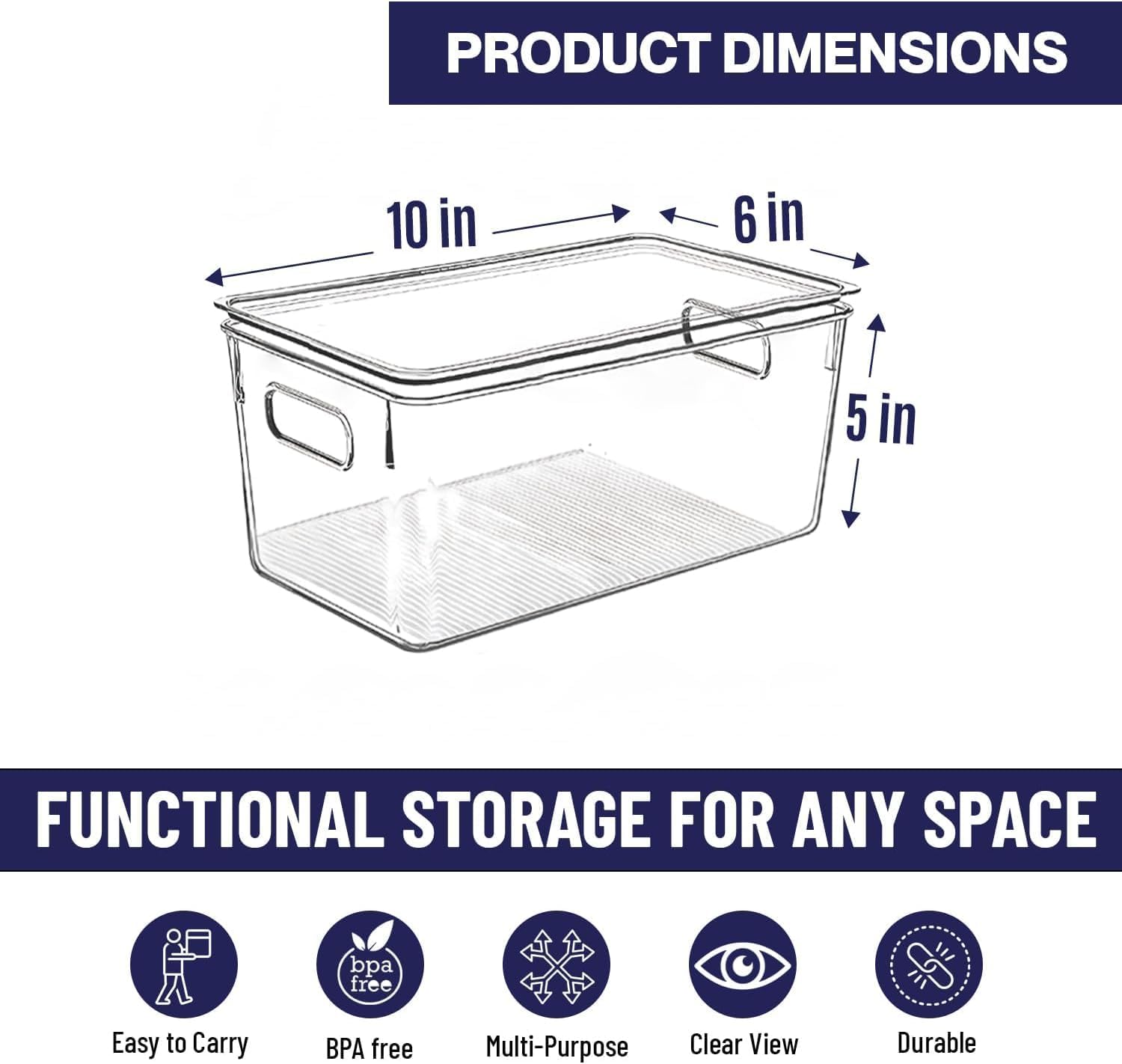 Clear Stackable Plastic Storage Bins with Lids for Kitchen & Pantry Organization. - Image 2