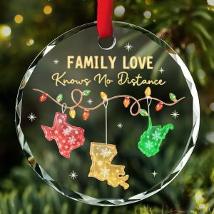 Wrappiness Family Forever and Ever Together Personalized Glass Ornament Custom Meaningful Holiday Hanging Keepsake, Unique Gift for Family Members on Christmas