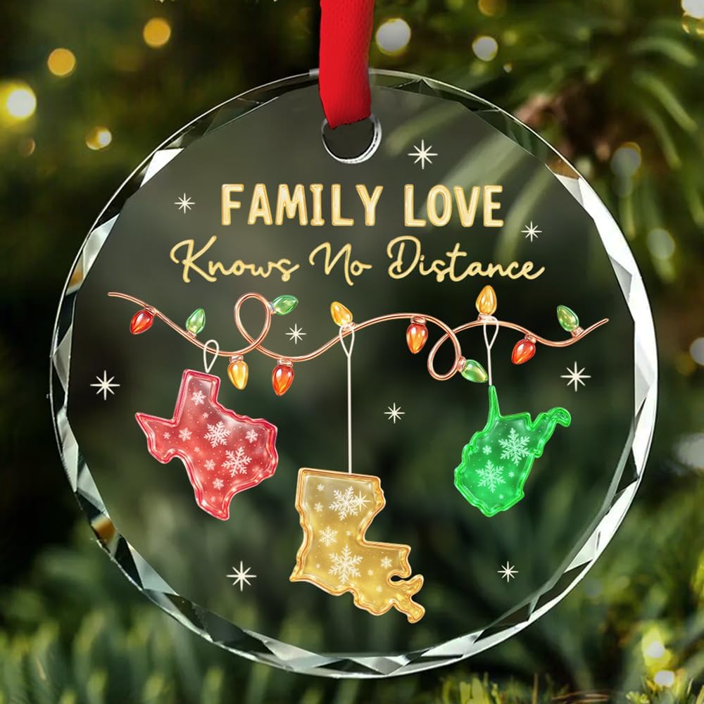 Wrappiness Family Forever and Ever Together Personalized Glass Ornament Custom Meaningful Holiday Hanging Keepsake, Unique Gift for Family Members on Christmas