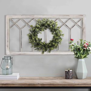 Oakrain Wood Window Frame Wall Art, 39"x 20" Rustic Wall Decor for Home | Farmhouse Window Pane Decor for Wall, Decorative Wall Sculpture for Living Room, Bedroom, Entryway, Hallway, Distressed White