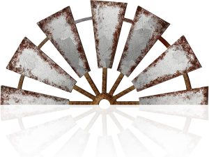 Yookeer Windmill Farmhouse Wall Decor,11.4 X 5.5 Inches,semicircle | Rustic Windmill Wall Decor, Wooden Sculpture Distressed Finish, Home Living Room Bedroom Decorative, Farmhouse Style Art