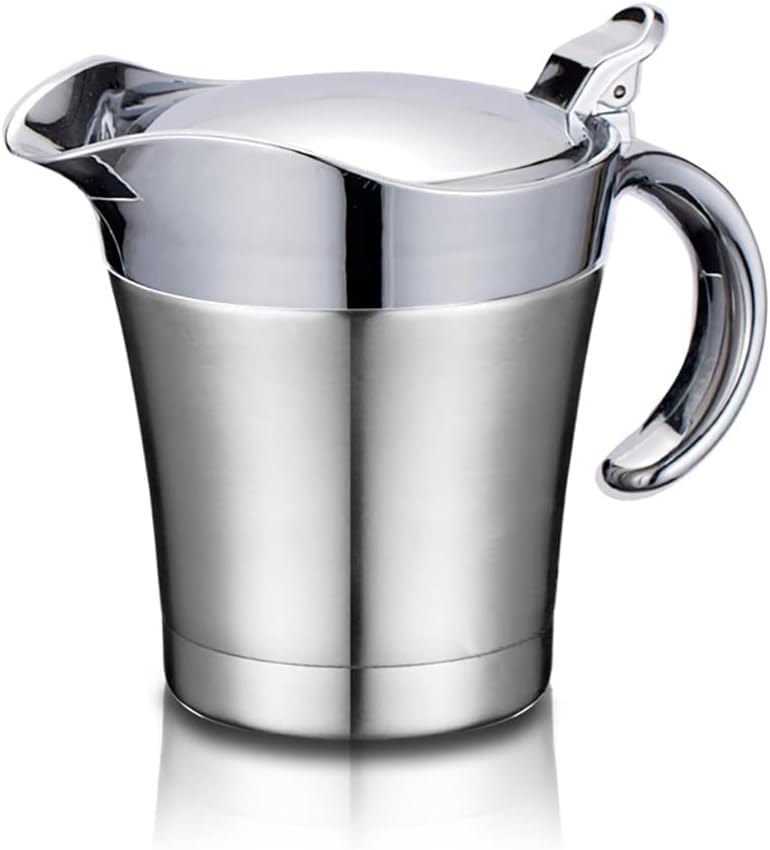 Double Insulated Stainless Steel Gravy Boat with Hinged Lid - 16oz - Image 2