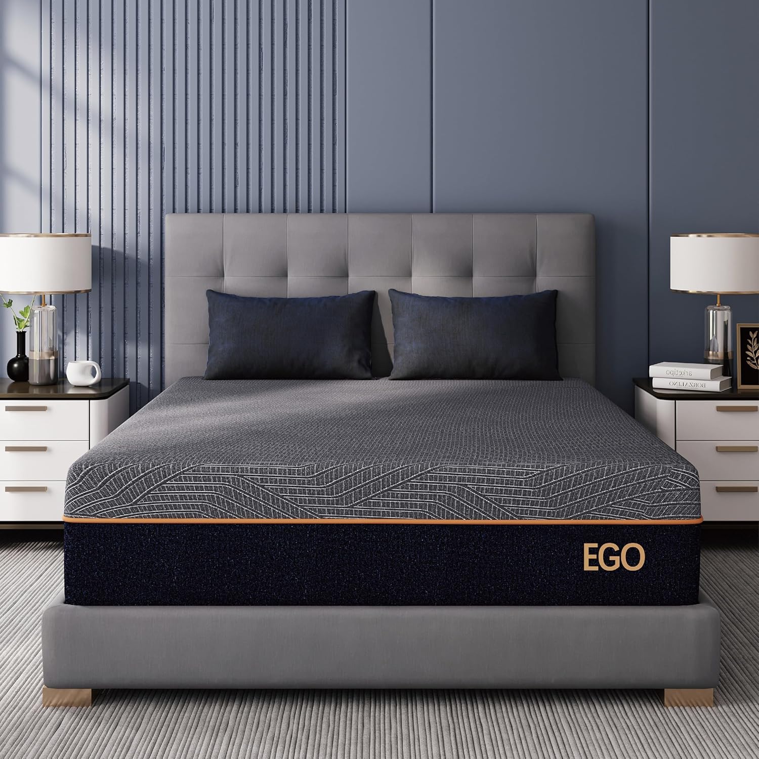 EGOHOME Queen 12 inch Memory Foam Mattress for Back Pain Relief Medium Firm | Fiberglass Free, Copper Gel Infused, Graphene Tech Cover, ICA Endorsed, CertiPUR-US, Motion Isolation, Mattress in a Box