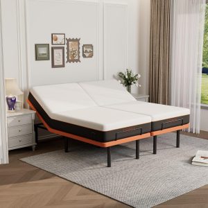 ESHINE Split King Adjustable Bed Frame with 10" Mattress, Zero Gravity | Gel Memory Foam Mattress, Bluetooth APP Control, Wireless Remote, Anti Snore, Head and Foot Incline, 2000 Series
