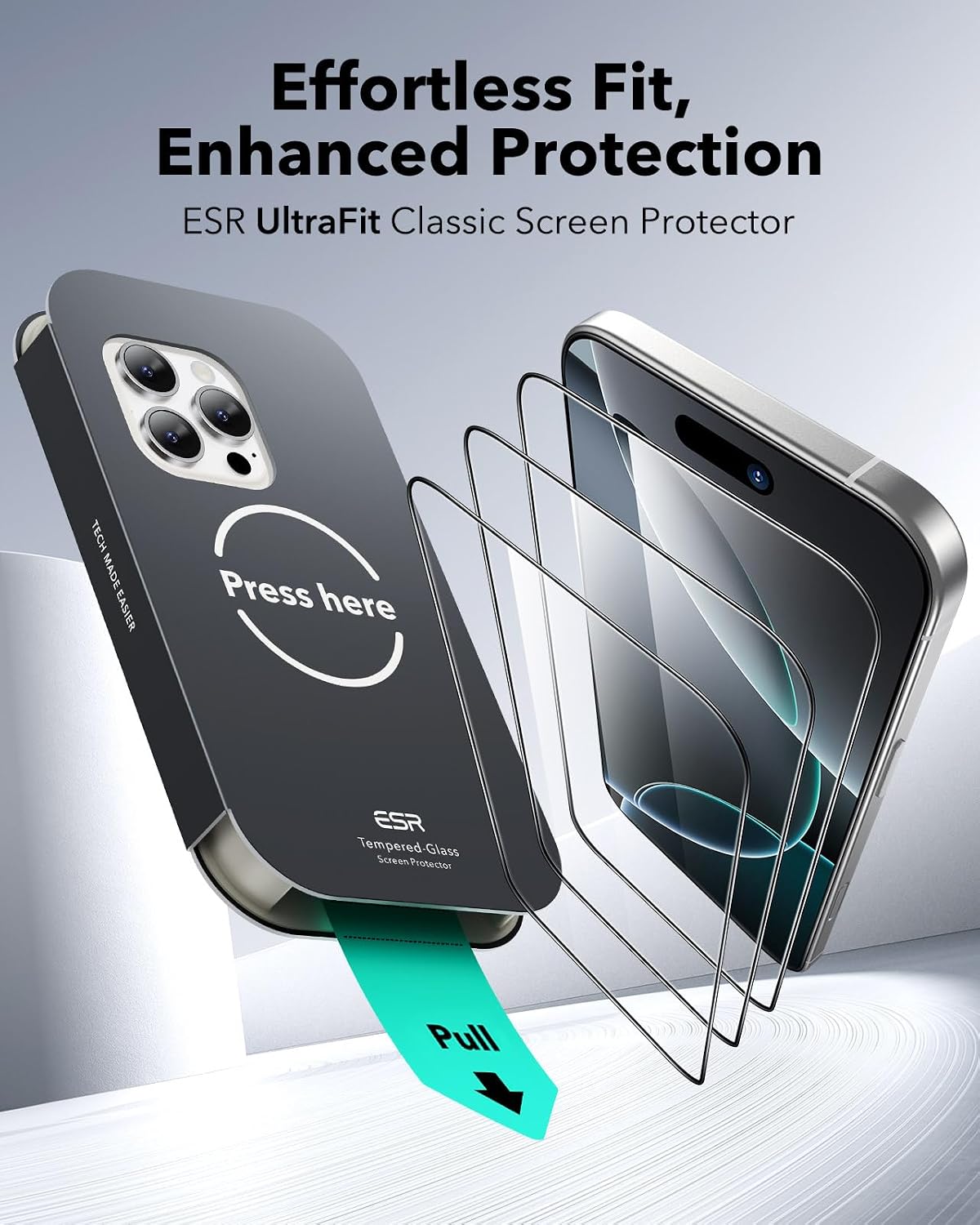 esr iphone 16 pro max 3 pack screen 9h tempered 2x impact easy full cover protection.jpg