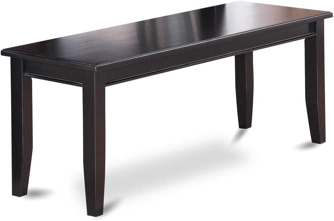 East West Furniture DUB-BLK-W Dudley Dining Bench with Wooden Seat, 51x15x17 Inch, Black