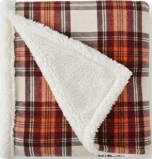 Eddie Bauer - Sherpa Throw Blanket for Couch 50x60 – Ultra Soft Reversible Fleece & Plush Sherpa Blanket, Warm Cozy Plaid Throw Blanket for Sofa, Bed, Living Room, Cabin Decor