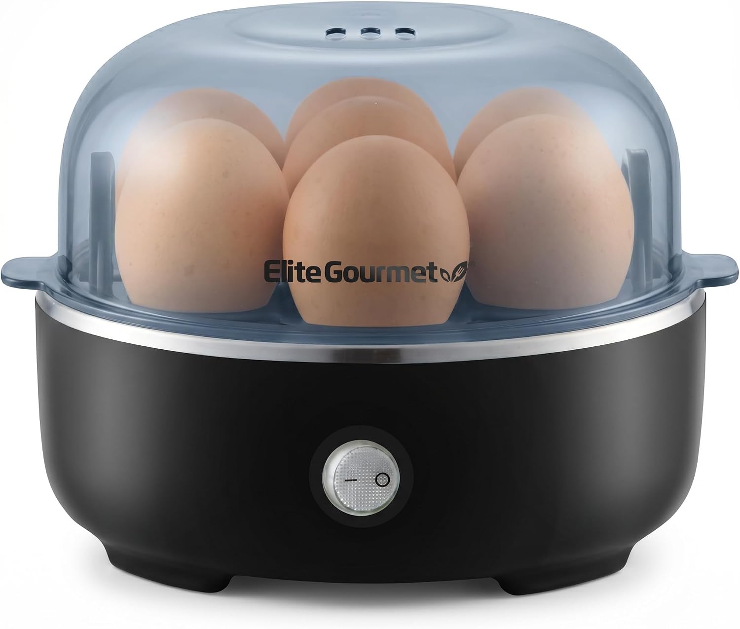 Elite Gourmet EGC115B Easy Egg Cooker, 7-Egg, BPA-Free, Classic Black | Cooks soft, medium, or hard-boiled eggs with auto shut-off - electric operation - includes measuring cup