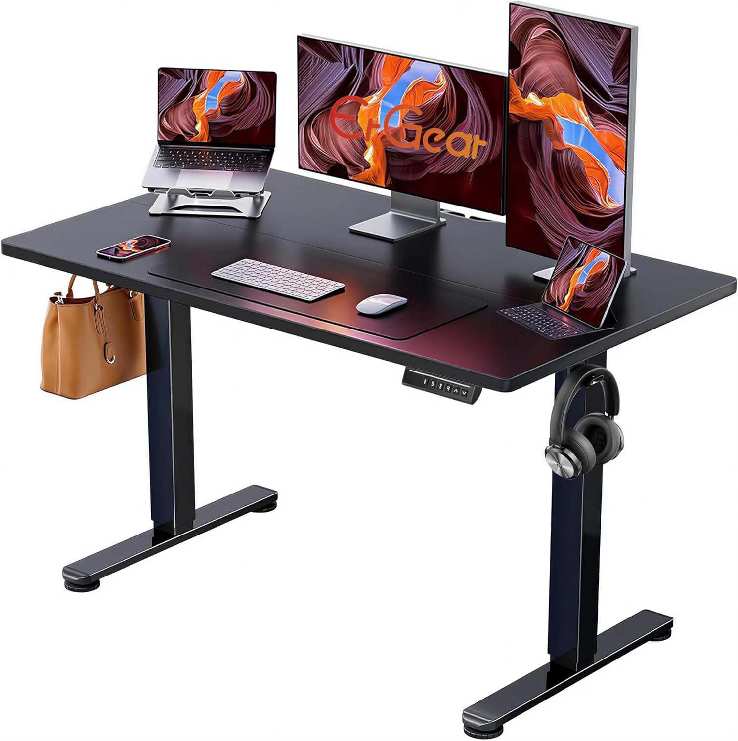 ErGear 48 X 24 Inch Height Adjustable Electric Standing Desk, Black | Smooth Height Adjustment, 4 Memory Presets, One-Touch Control, Stable Steel Frame, 176 lbs Capacity, Easy Assembly
