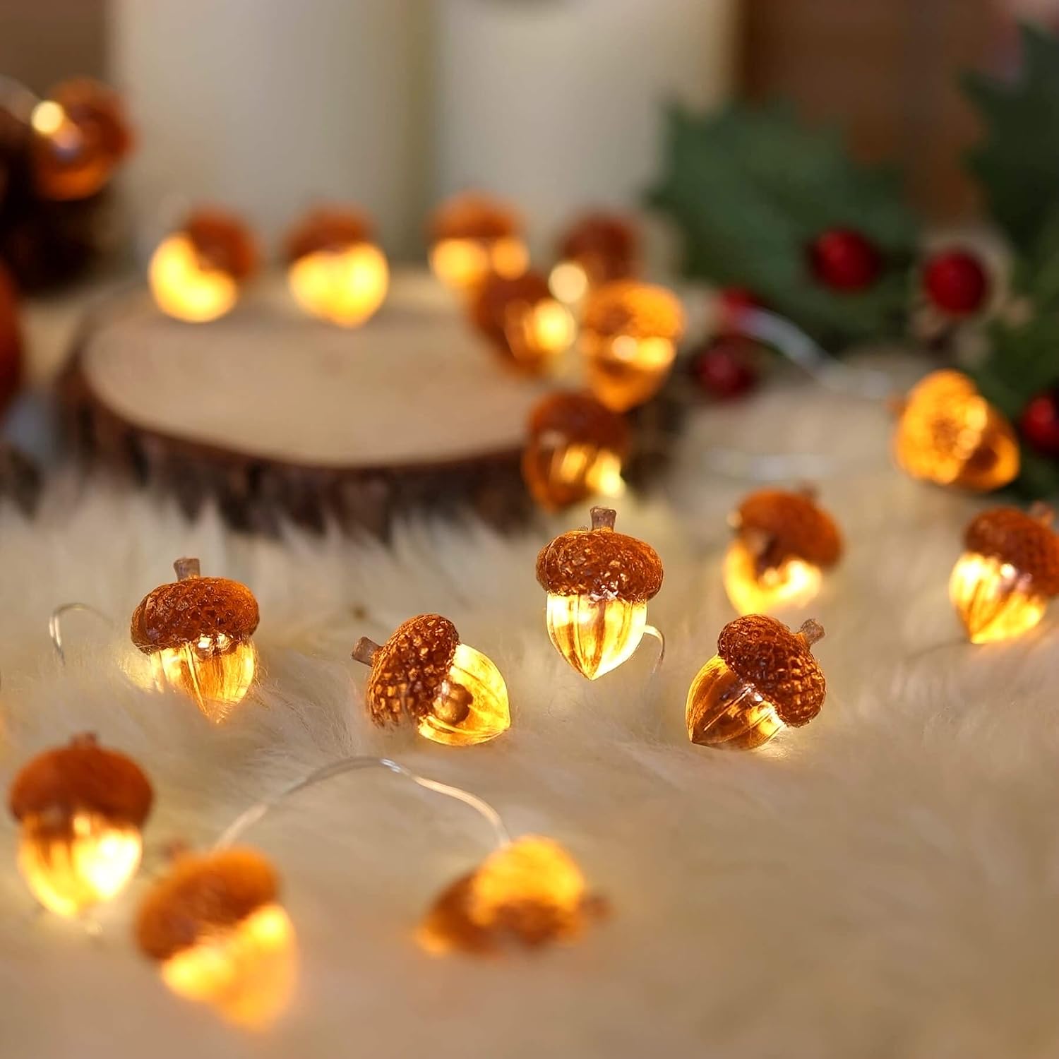 Fall Acorn Fairy String Lights - 30 LED, 10ft, Battery for Harvest & Thanksgiving Decor - Image 2