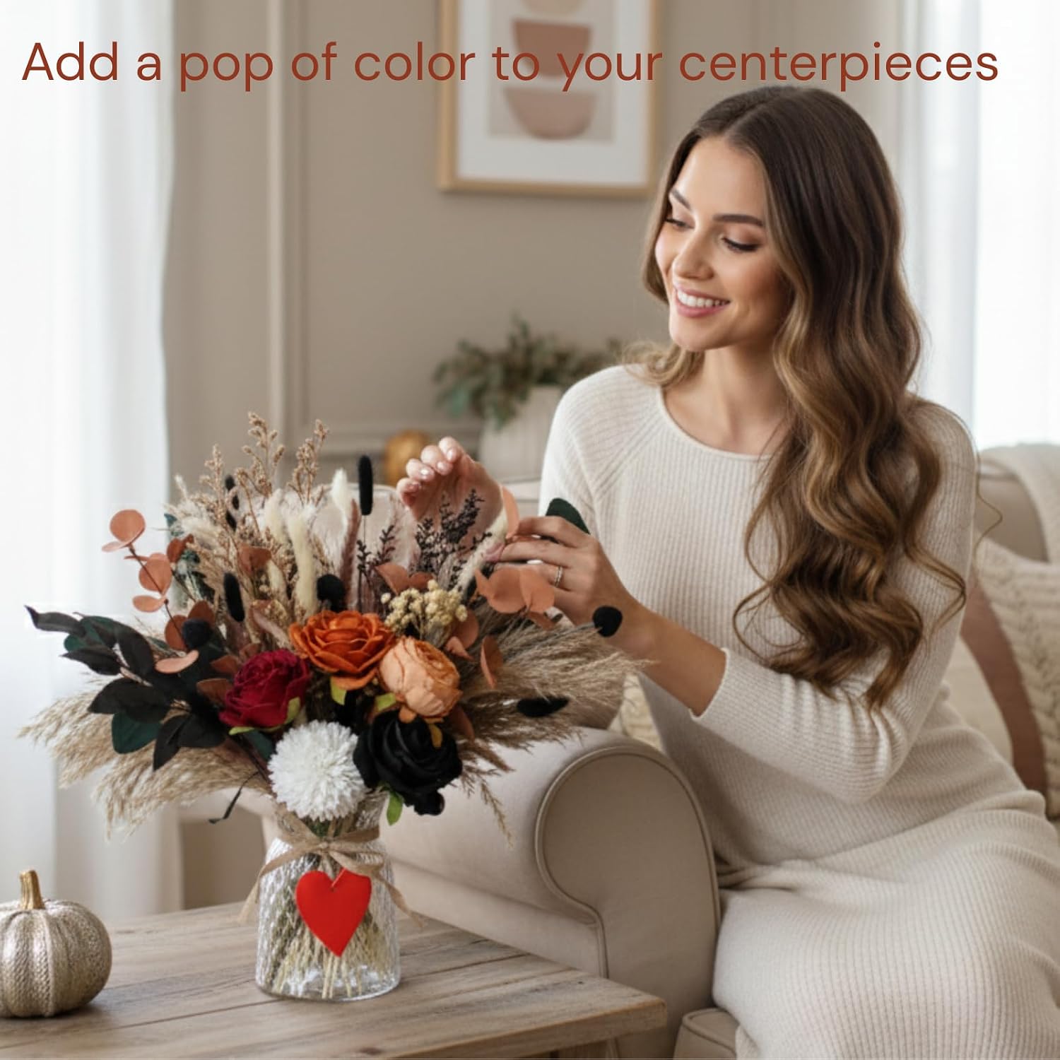 Fall Dried & Faux Floral Centerpieces: Deluxe Table Decor for Holidays & Home. - Image 2