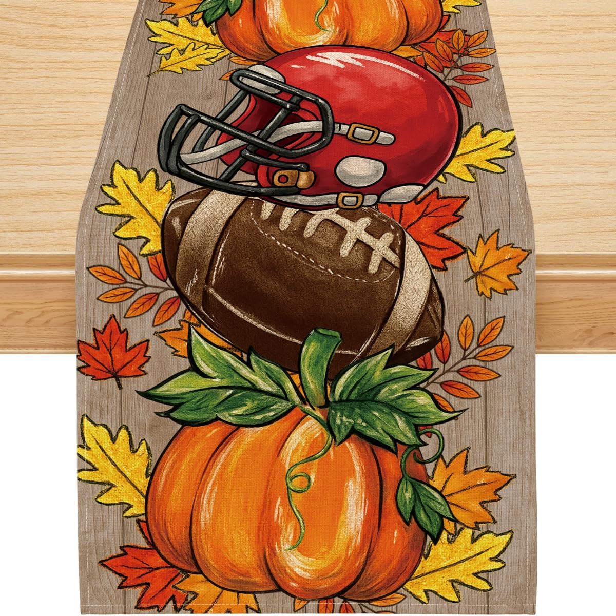 Fall Table Runner, Football Pumpkin Runner Fall Decorations Seasonal Autumn Thanksgiving Home Party Decor Dining Table Decorations 13x36 Inch