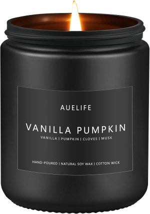 Fall Candle, Vanilla Pumpkin Scented for Home, Soy Wax | Autumn aromatherapy candle; 50-Hour Burn; Fall home decor; Holiday gift for women men