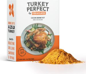 Fire & Flavor Cajun Turkey Brine Kit - Includes Bag and Poultry Seasoning for Roasting, Grilling, Smoking, and Frying Birds Up to 25 lbs