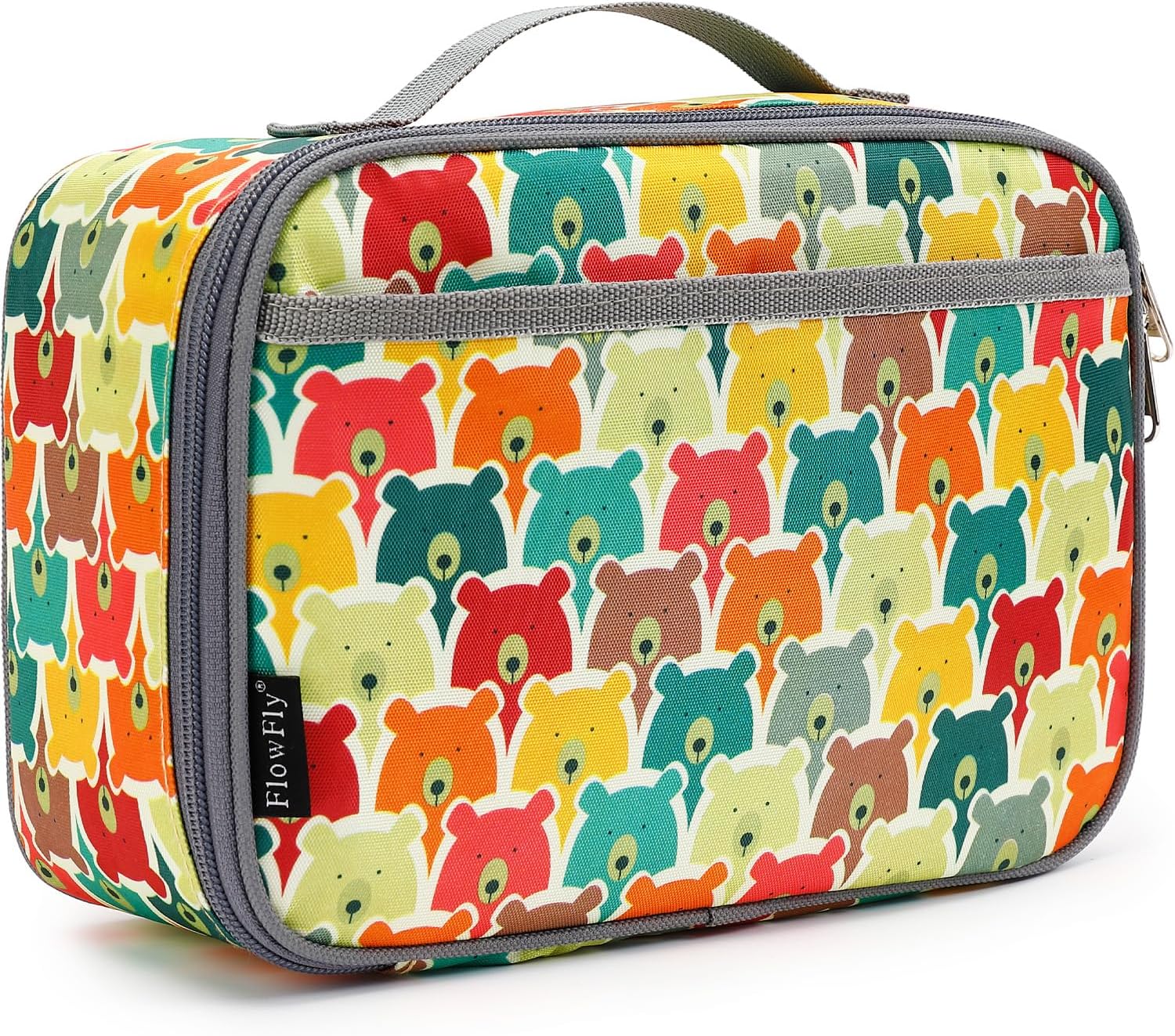 FlowFly Kids Lunch box Insulated Soft Bag Mini Cooler Back to School Thermal Meal Tote Kit for Girls, Boys, Bear