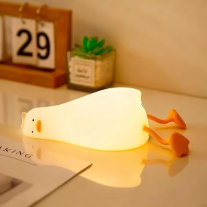 YR YRHH-PET Existential Crisis Duck Lamp Night Light, White Elephant Gifts | Lying Flat, Cute Squishy Ducky Lay Touch Kid Lamp, Rechargeable, College Funny Dirty Santa Gag, Birthday Gifts, Safe Silicone