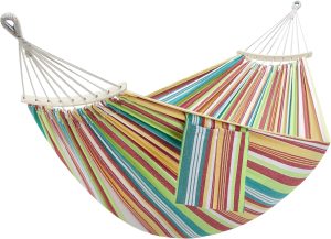 GAFETE Double Hammock for Outside with Tree Straps, Replacement for Stand | (Orange, Medium)Fit 9-10 ft stand, Soft Polycotton, 550 lbs Capacity, Convenient Side Pocket, Spreader Bar, Portable Bag