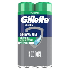 Home Gillette Series 3X Action Shave Gel, Sensitive Twin Pack, 7 Oz (Pack of 2)