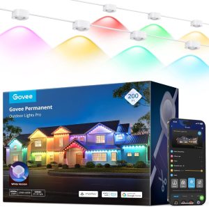 Govee Permanent Outdoor Lights Pro, 200ft with 120 RGBIC LED Lights, White | Daily and Accent Lighting, 75 Scene Modes for Patio, Backyard, IP67 Waterproof, Works with Alexa, Google Assistant, Matter