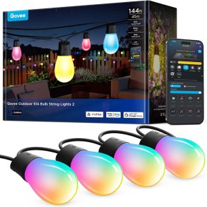 Govee S14 Bulb Outdoor String Lights 2, 144ft RGBICWW, 45 LED Bulbs, IP66 | Patio Lights with 111 Scene Modes for Patio, Backyard, Garden, Compatible with Alexa, Google, Matter, APP Control