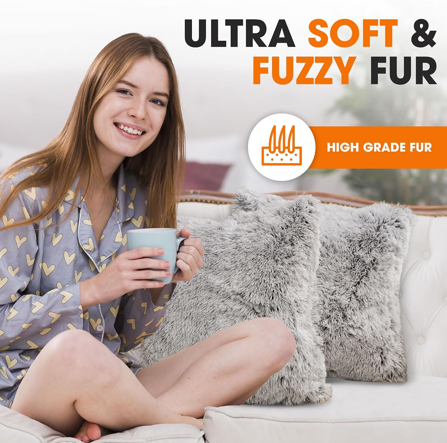 gray faux fur shaggy throw pillows 20x20 set of 2 review.jpg