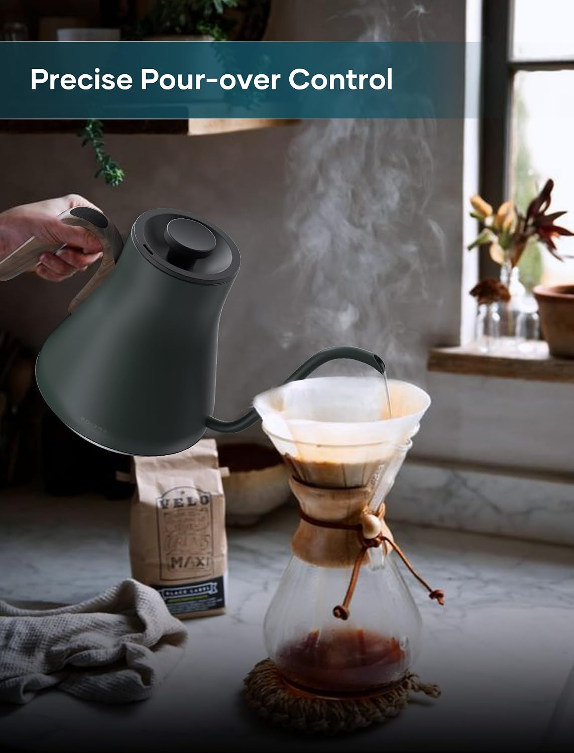 Green Gooseneck Kettle Review: Precise Temp, Quick Heat, Brew Timer, Pour Over - Image 2