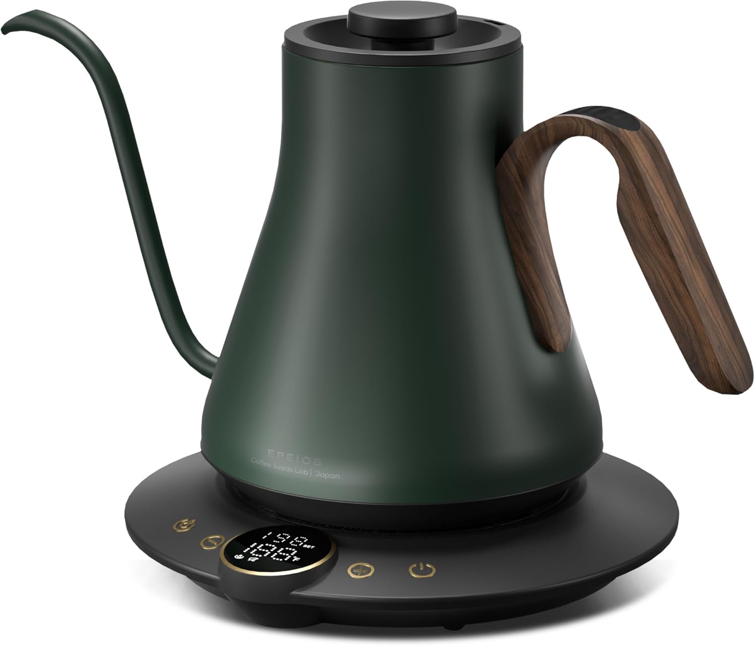 INTASTING Gooseneck Electric Kettle with ±1℉ Temperature Control 0.9 Liter | 1500W Quick Heating, Stainless Steel Inner, Pour Over Coffee & Tea, Keep Warm, Auto Shut-Off, Built-in Brew Timer, Green