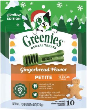 Shop Kitchen Tools & Home Decor Greenies Veterinarian-Recommended, Limited-Edition Natural Dental Dog Treats Petite Size, Gingerbread Flavor, 6 oz. Pack, 10 Count