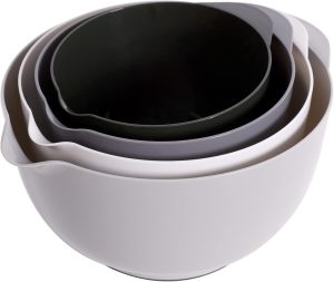 BoxedHome Classic Mixing Bowl Set of 4, BPA Free Plastic | 3.5 quarts, Microwave Safe, Grey